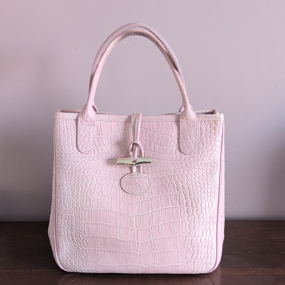Longchamp Roseau Small leather Tote Pink